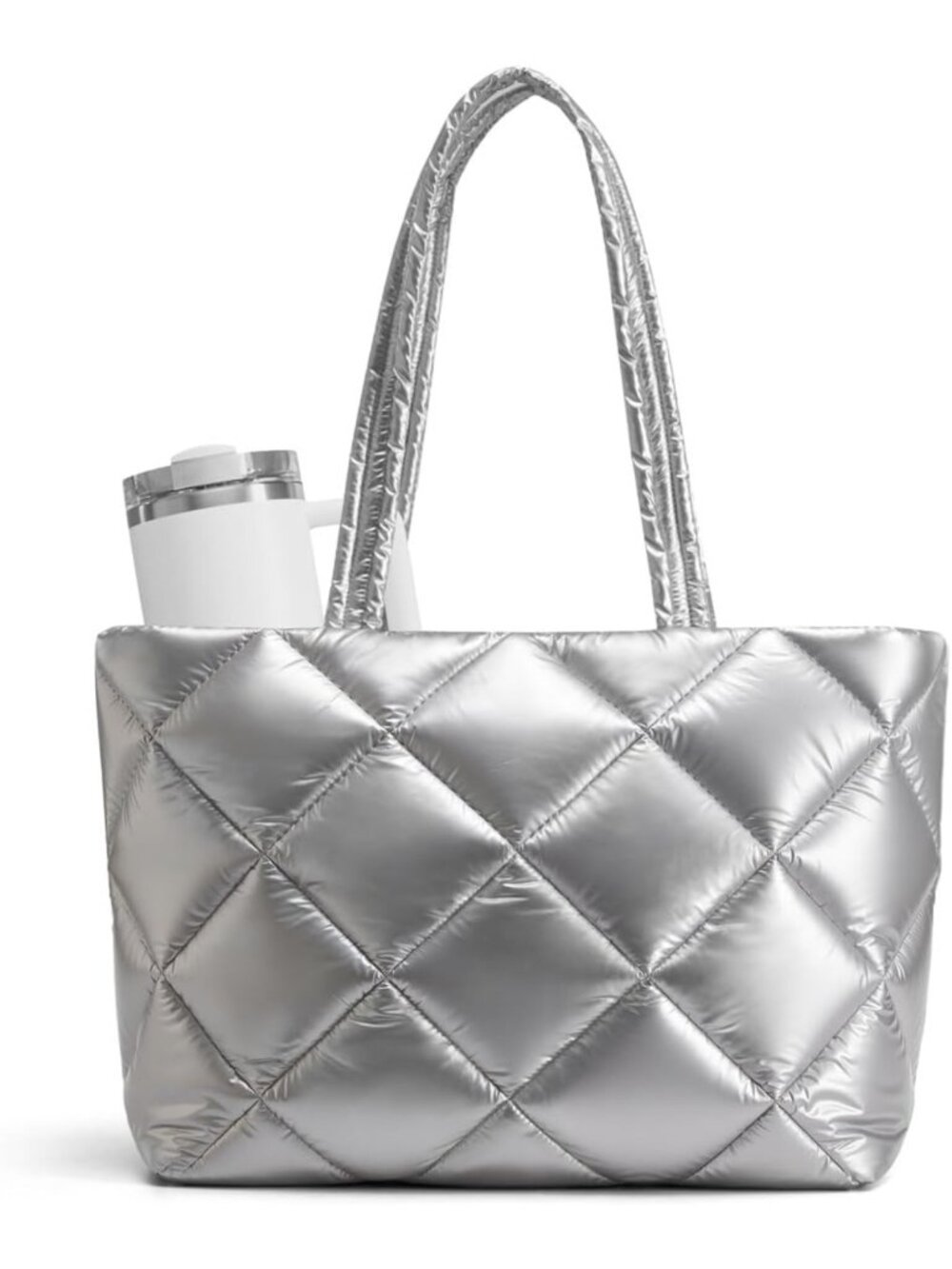 Lightweight Quilted Puffer Tote Bag for Women - 26L Large Stylish Handbag